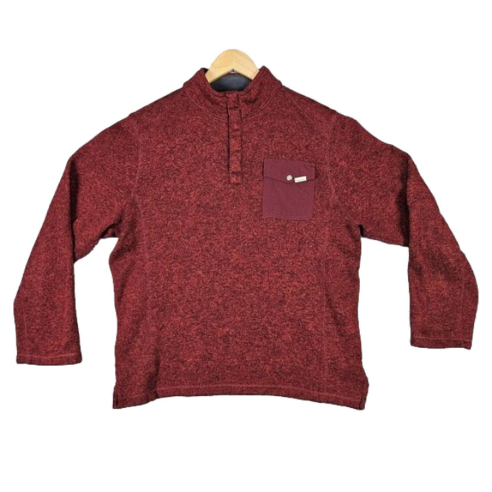 Woolrich Men's Quarter Snap 100% Polyester Pullover With 4 Snaps Red NO SIZE TAG